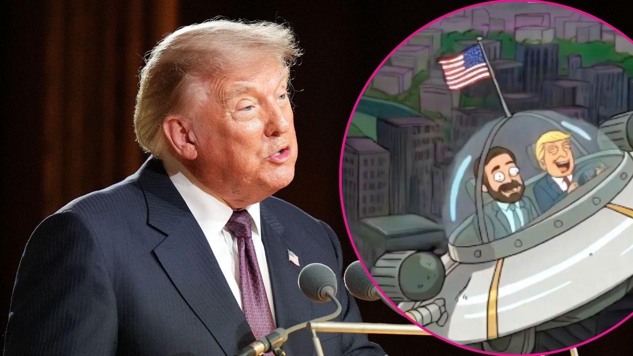 Composite photo of Donald Trump and the posted AI-generated video.