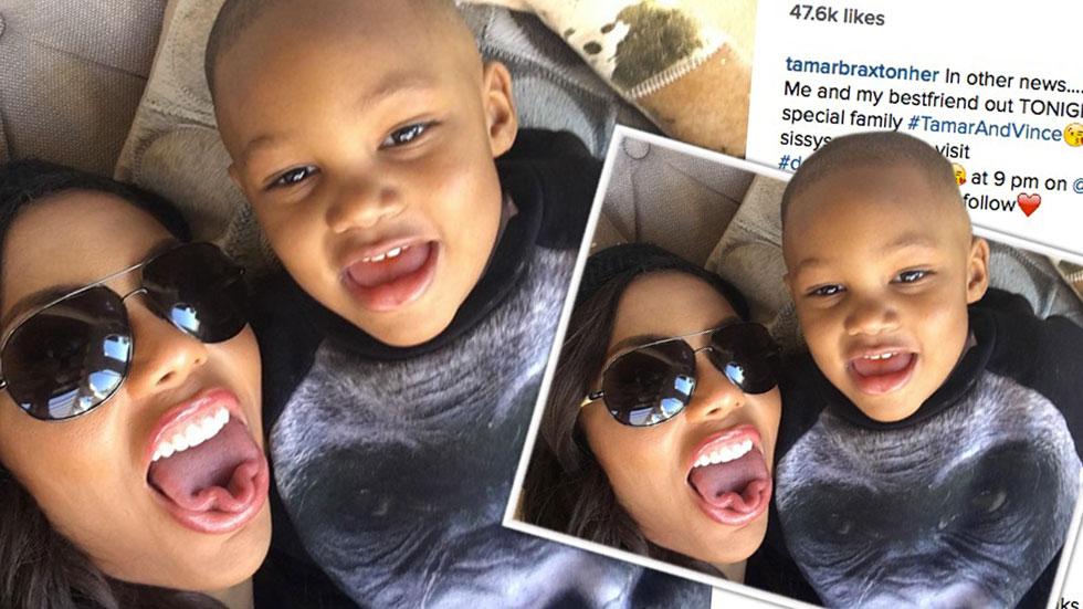 Tamar Braxton Cuddles Logan Photo