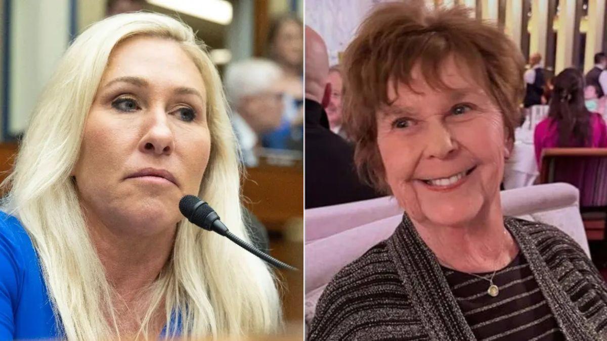 split photo of marjorie taylor greene and nancy guthrie