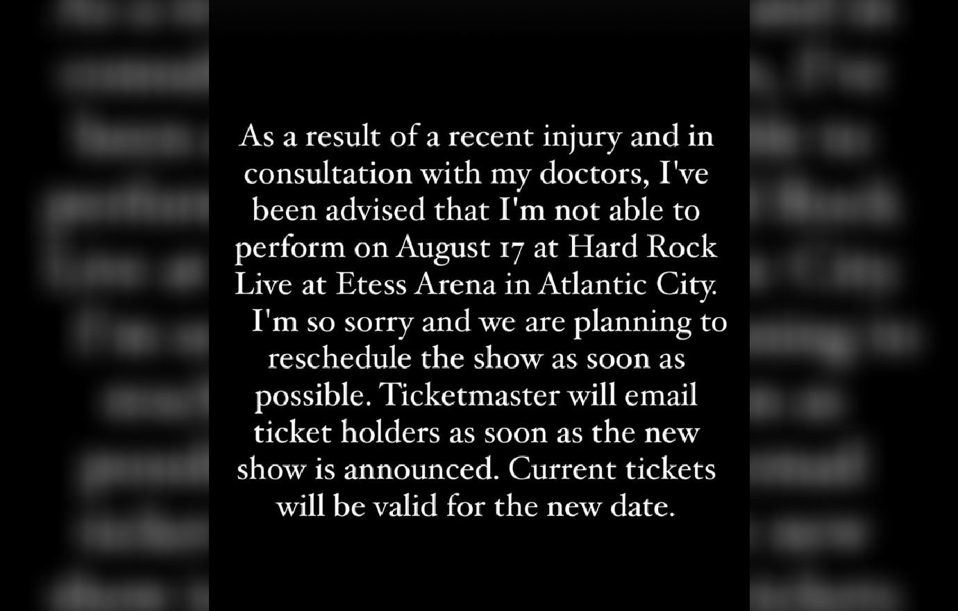 gwen stefani apologizes canceling atlantic city performance injury