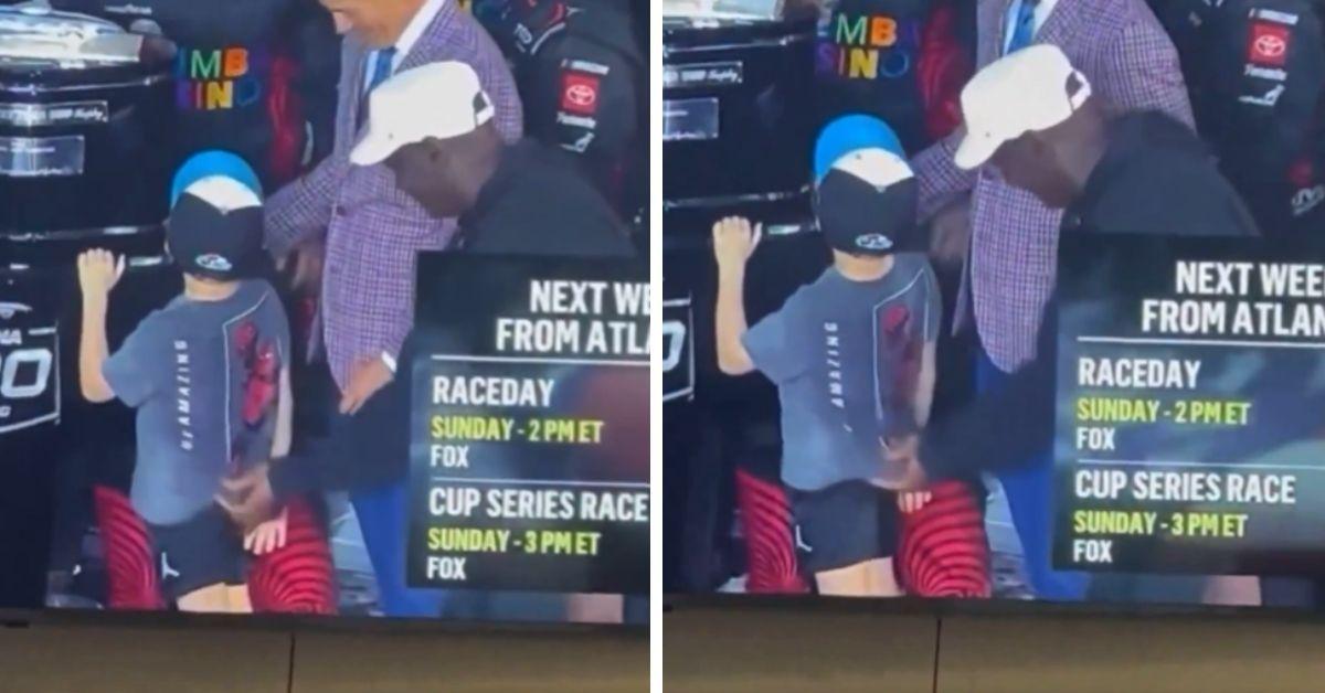 image of The clip showed the former NBA player interacting with a young boy at Daytona 500.