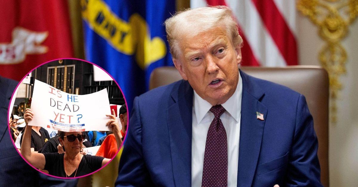 Composite Photo of Donald Trump and a Protester