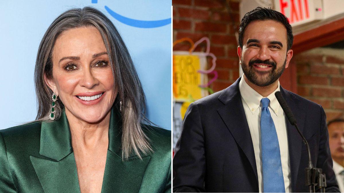 Split Photo of Patricia Heaton and Zohran Mamdani 