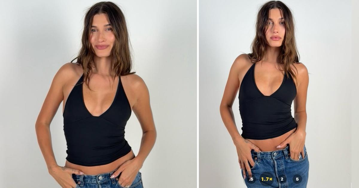 justin bieber lusts wife hailey low cut top photos