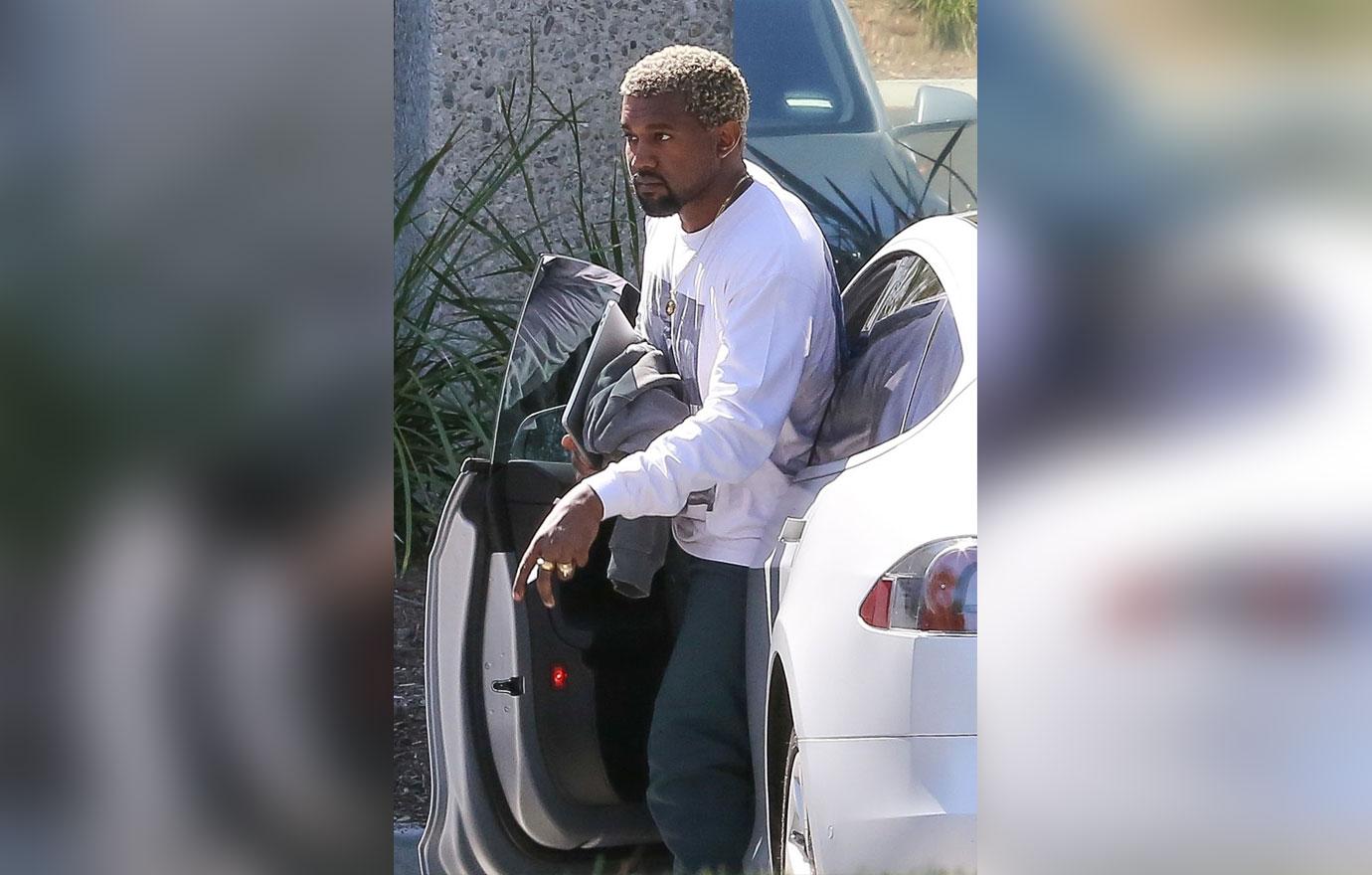 *EXCLUSIVE* Kanye West is all smiles as he arrives for work in Calabasas