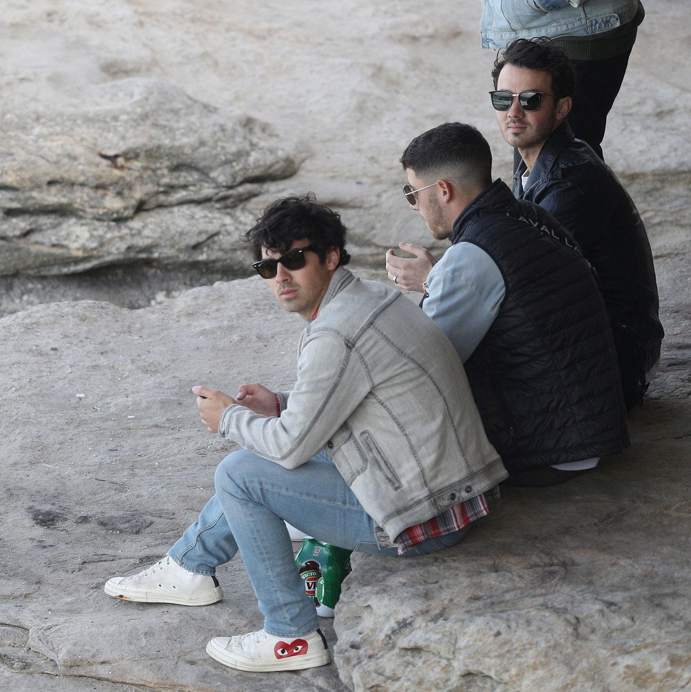 EXCLUSIVE: The Jonas Brothers pictured filming in Sydney.