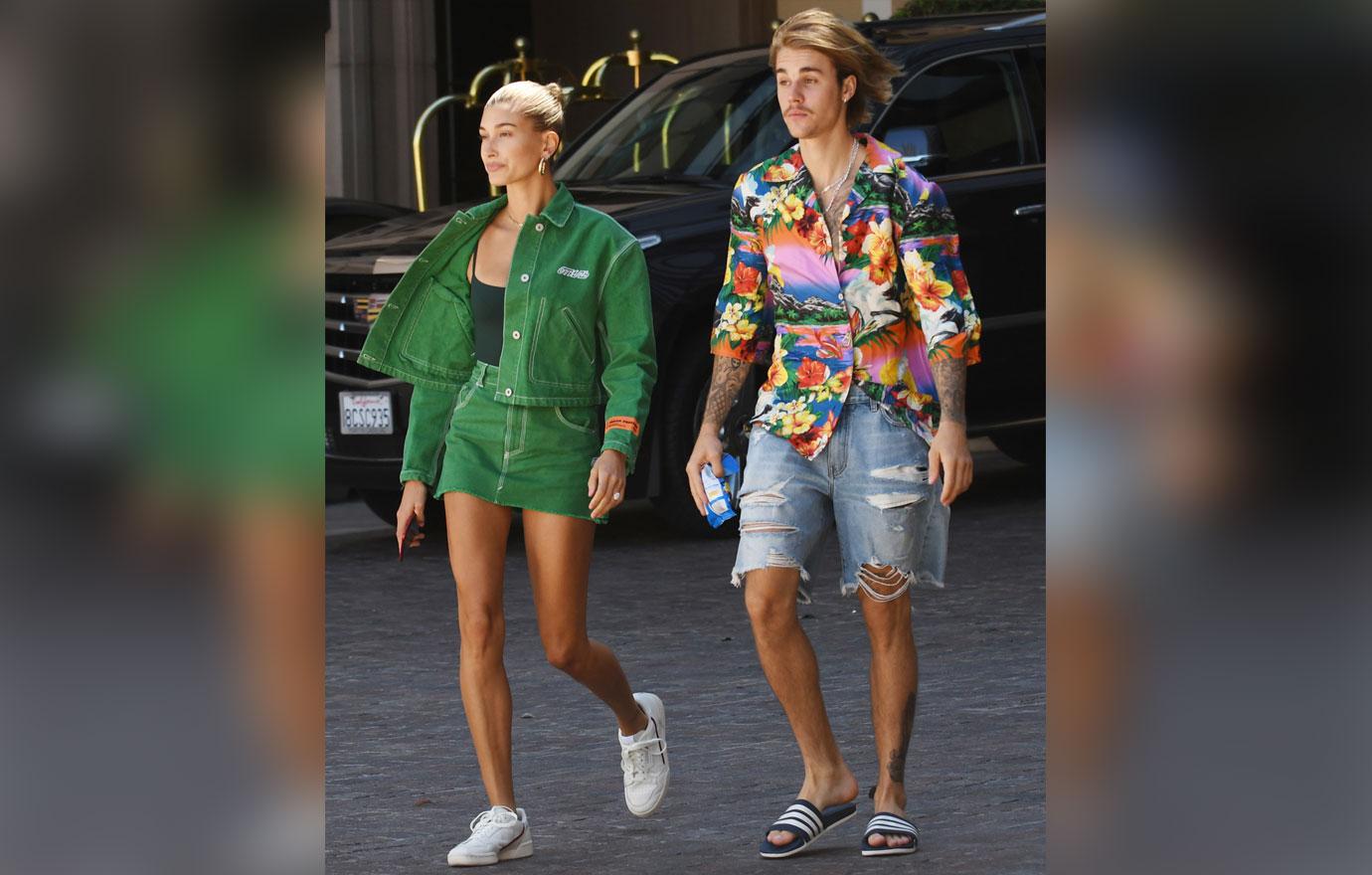 Justin Bieber and wife Hailey Baldwin lug huge Louis Vuitton gifts