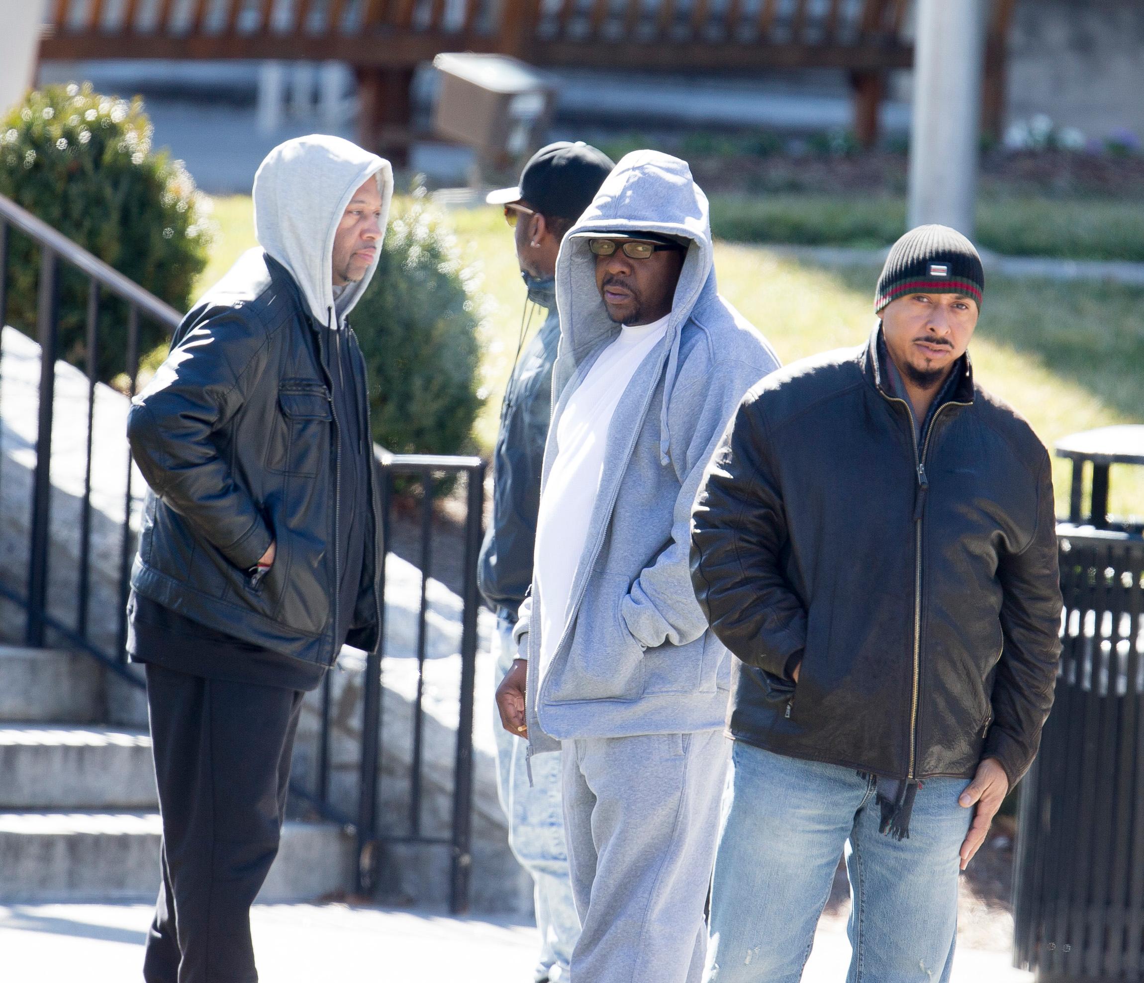 Bobby Brown seen on his birthday outside the hospital where his daughter Bobbi Kristina is fighting for her life, Atlanta.