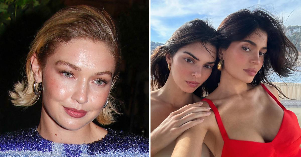 Photo of Gigi Hadid and picture of Kylie and Kendall Jenner.