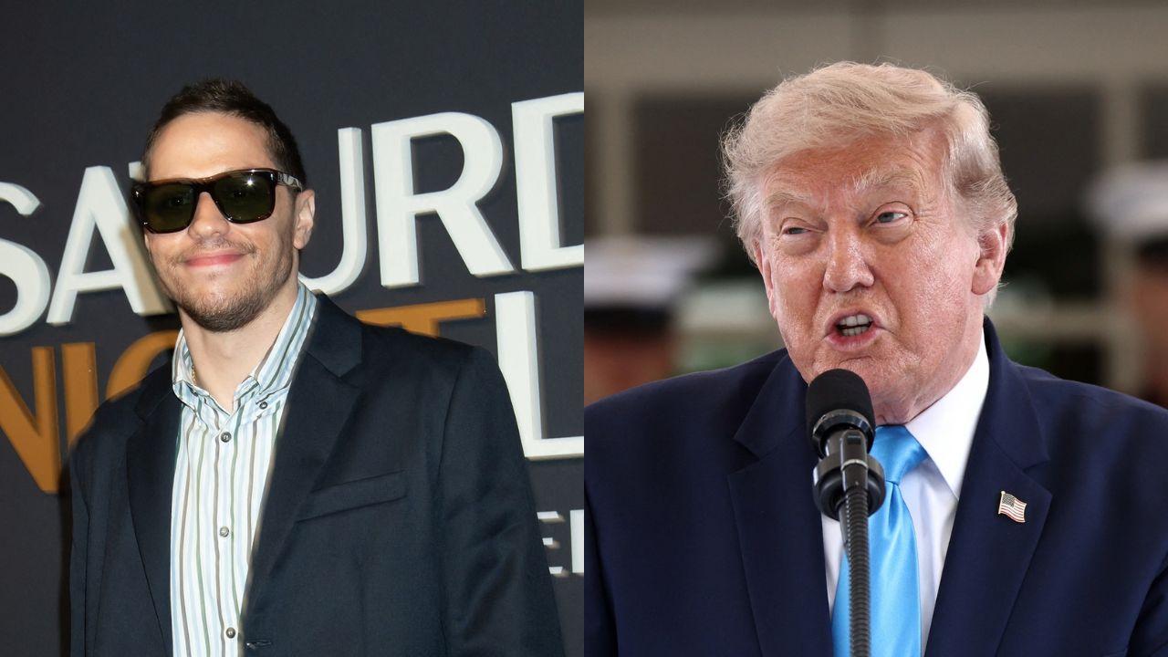 Image of Pete Davidson and Donald Trump.