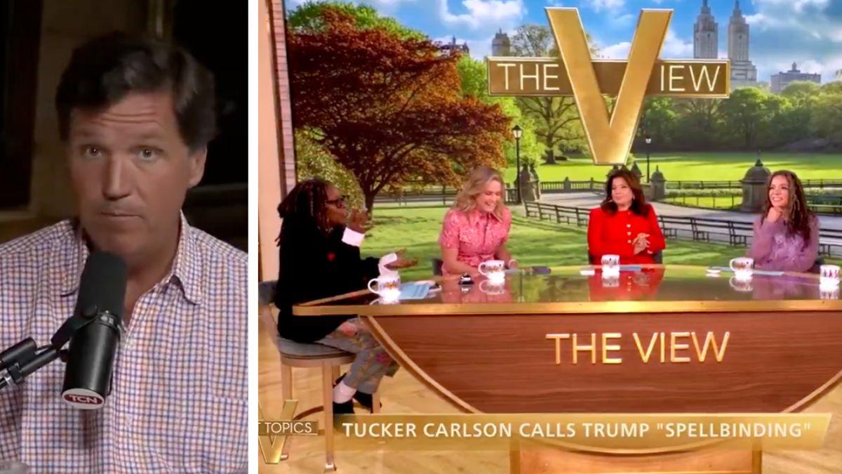 Composite photo of Tucker Carlson and 'The View' cast