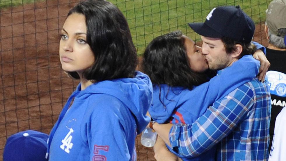 Ashton kutcher mila kunis pda kissing baby