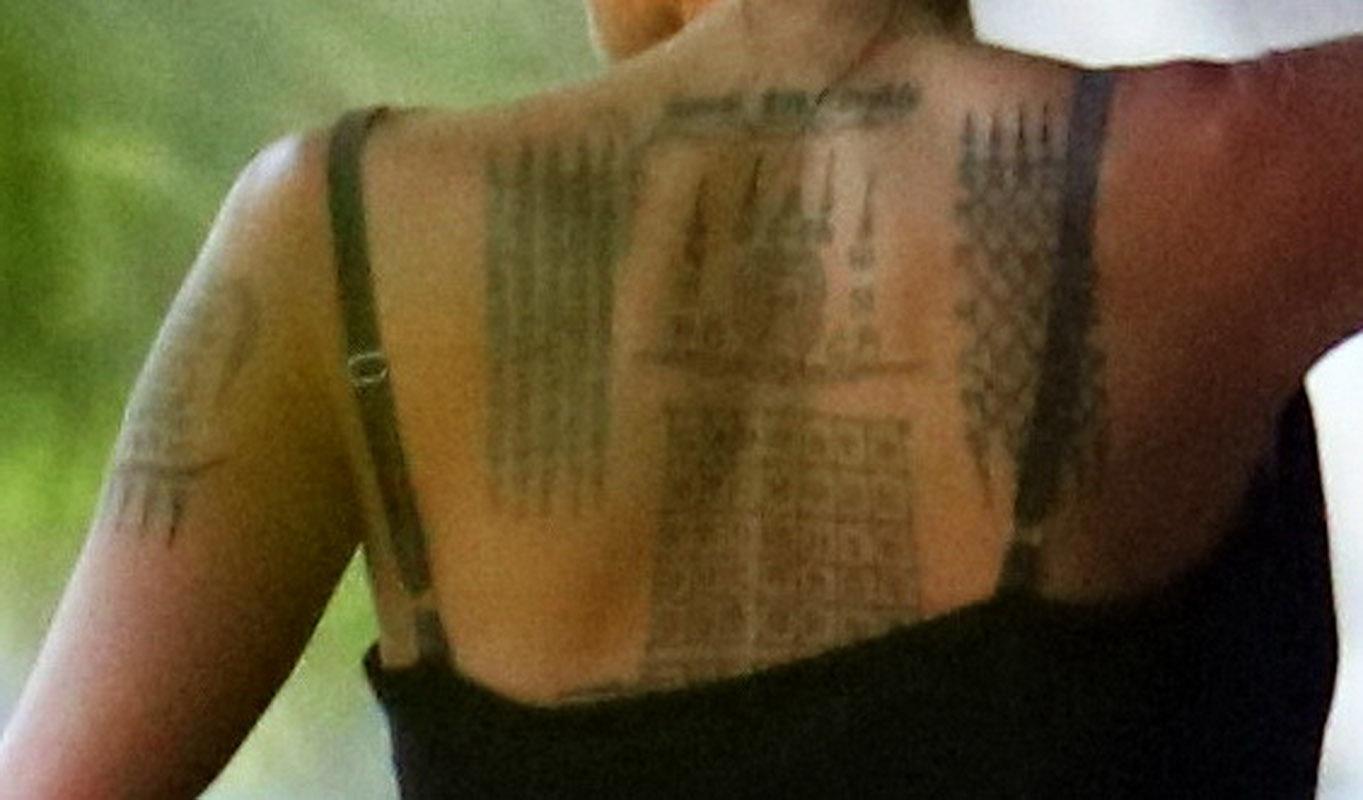 Angelina Jolie&#8217;s Never Before Seen Full Back tattoo