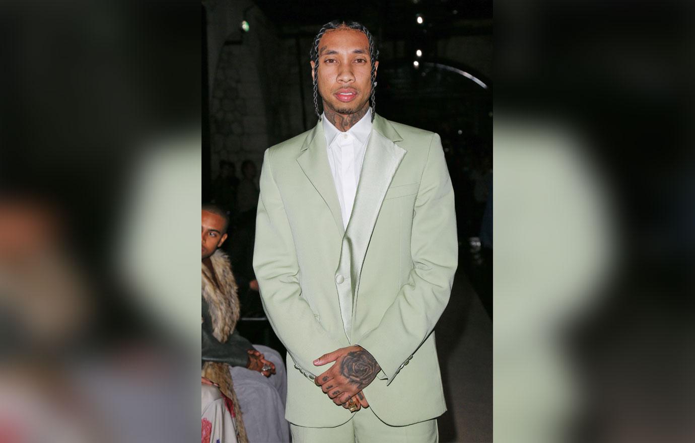 Tyga Green Suit Travis Scott Denies Cheating Kylie Jenner