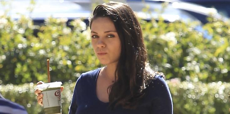 *EXCLUSIVE* Mila Kunis fills her baby bump with some Jamba Juice