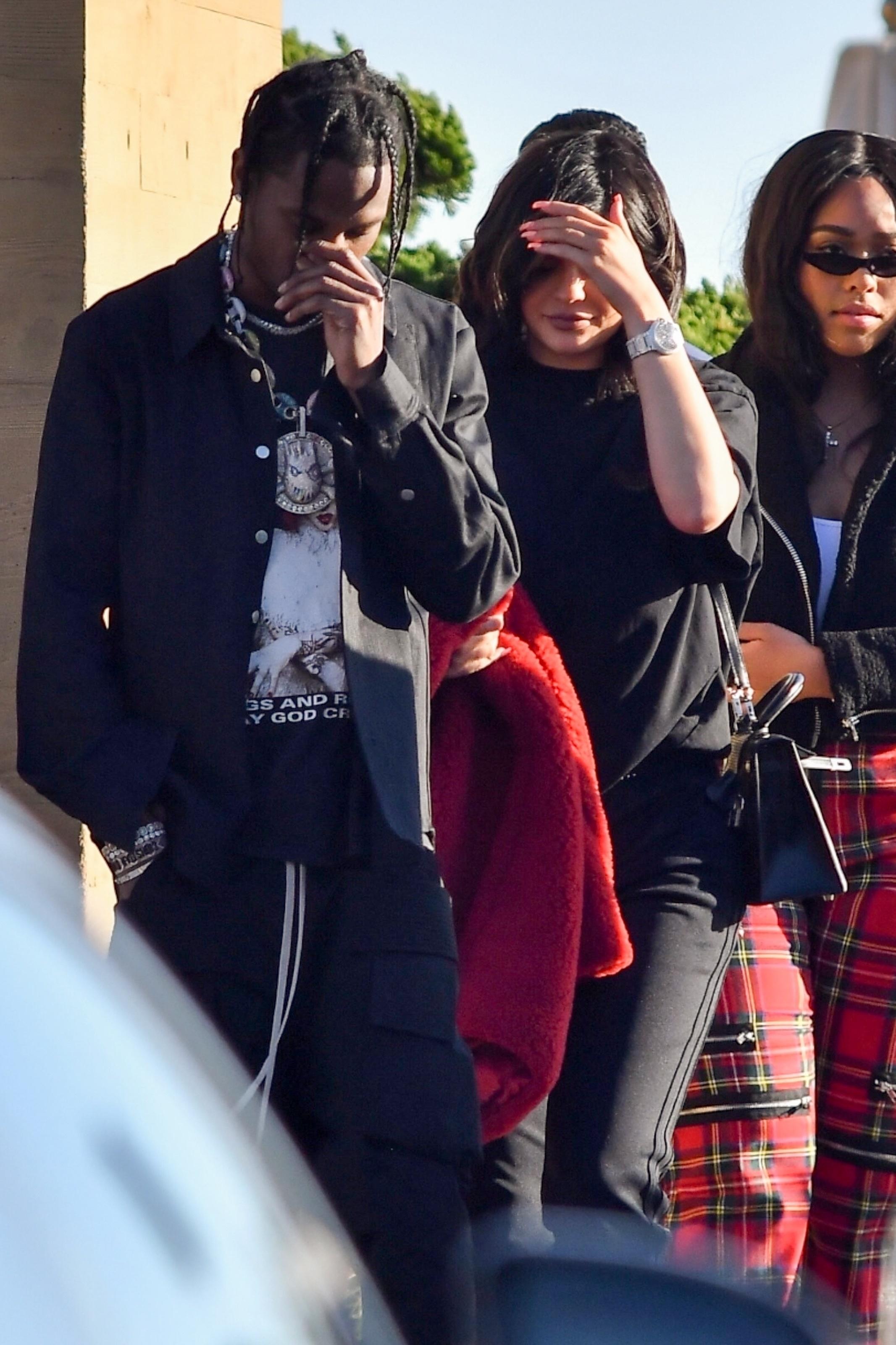 New parents Kylie Jenner and Travis Scott have lunch at Nobu with friends