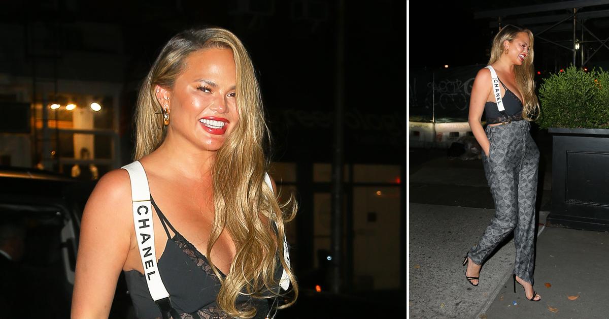 chrissy teigen returns to her apartment after her book signing at barnes and noble in nyc ok