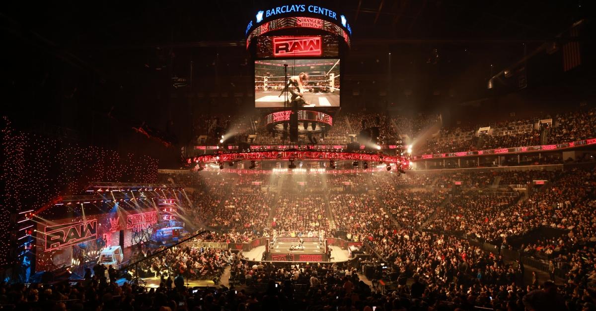 Image of Barclays Center was fully transformed into the Upside Down as Stranger Things took over WWE Monday Night RAW, immersing fans in a night of eerie sights, monsters and Netflix-fueled mayhem.