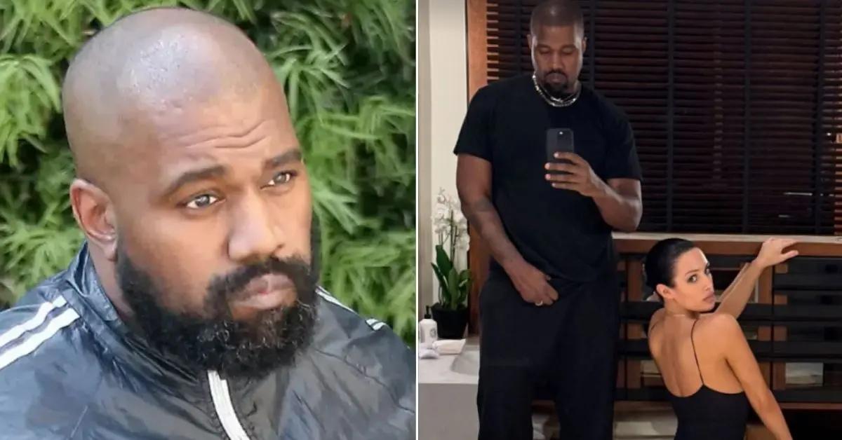 Image of Kanye West and a photo of Kanye West with Bianca Censori