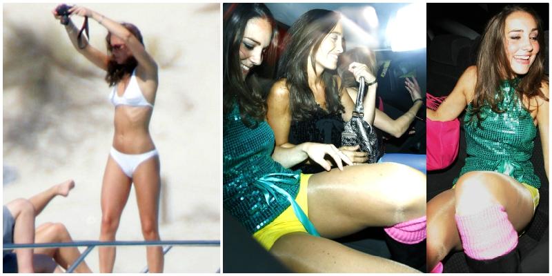 A collage of photos showing Kate Middleton nude, a bikini pic of the Duchess of Cambridge and wardrobe malfunctions