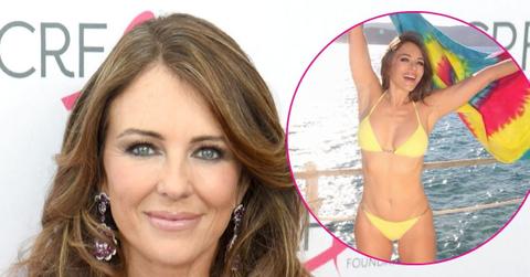 elizabeth hurley yellow bikini birthday photo