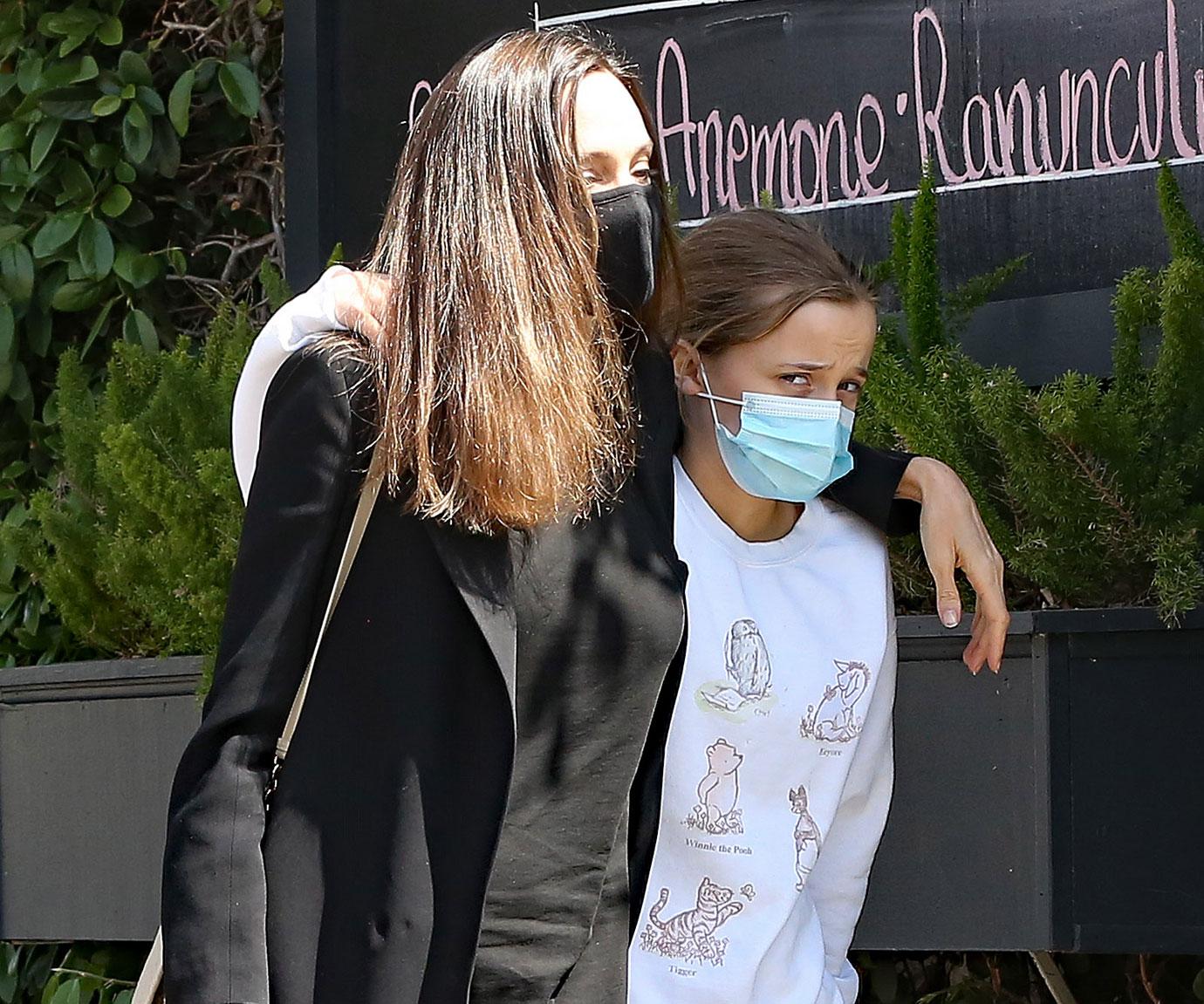 angelina jolie seen out with vivienne buying flowers