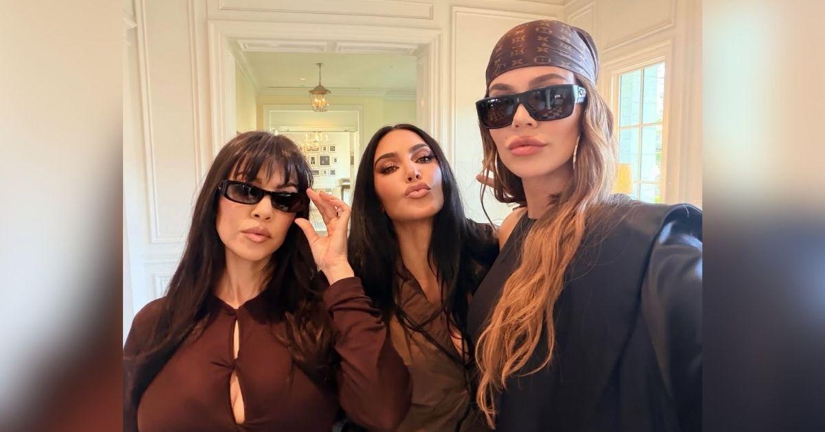 image of Khloé Kardashian shared a rare selfie featuring Kim Kardashian and Kourtney Kardashian.