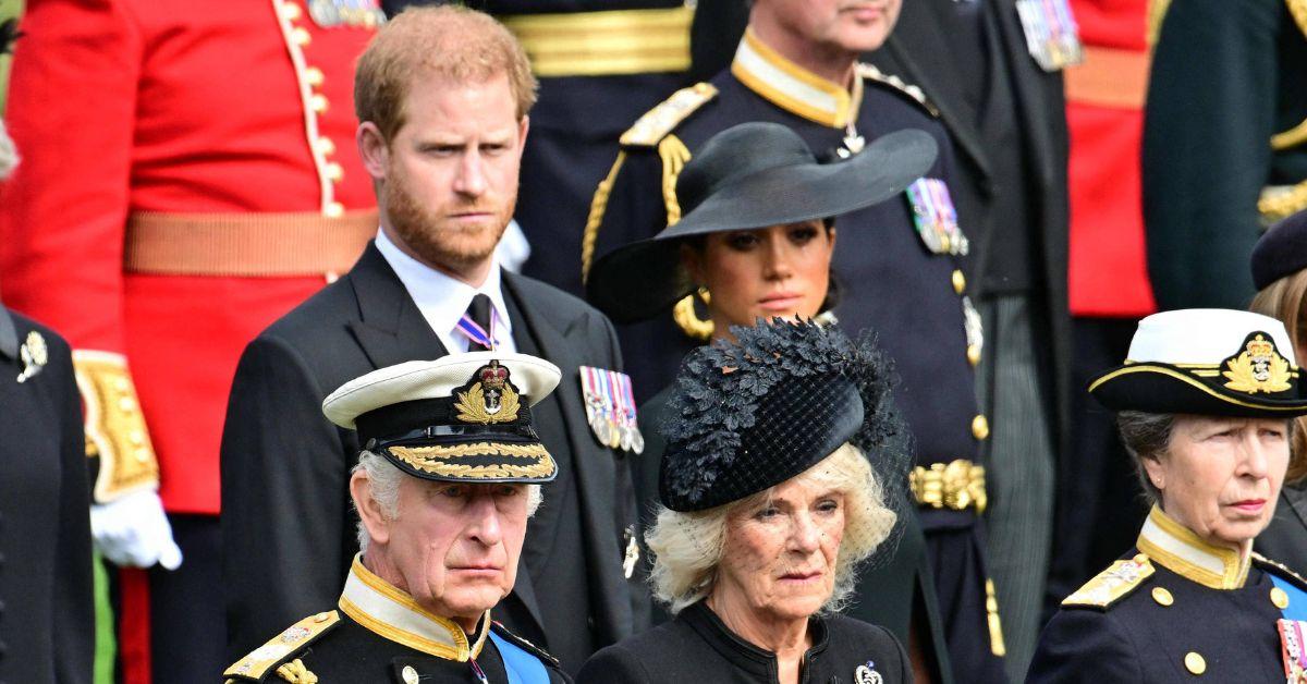image of queen camilla and prince Charles and prince harry and meghan markle
