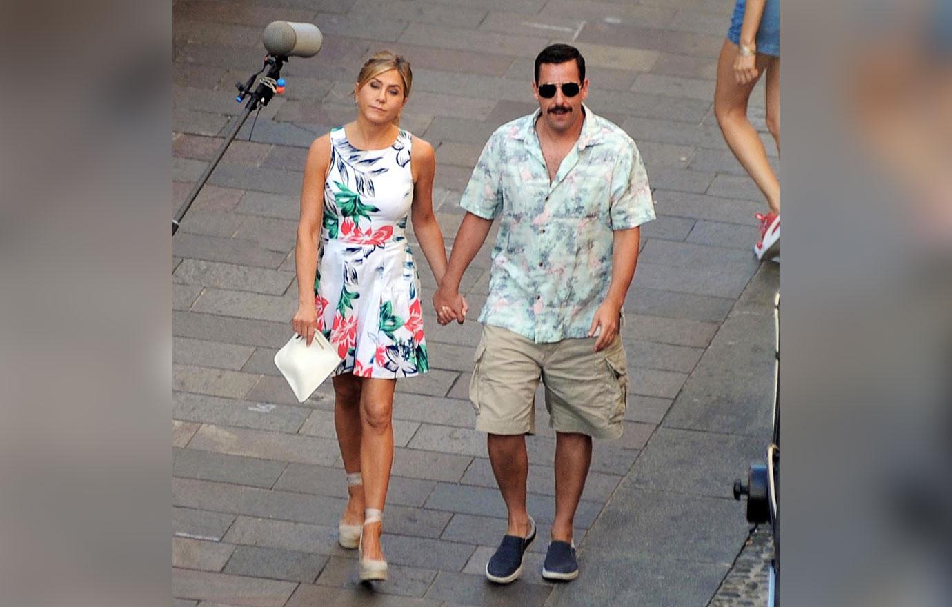 PICS Jennifer Aniston And Adam Sandler Hold Hands While Filming In Milan