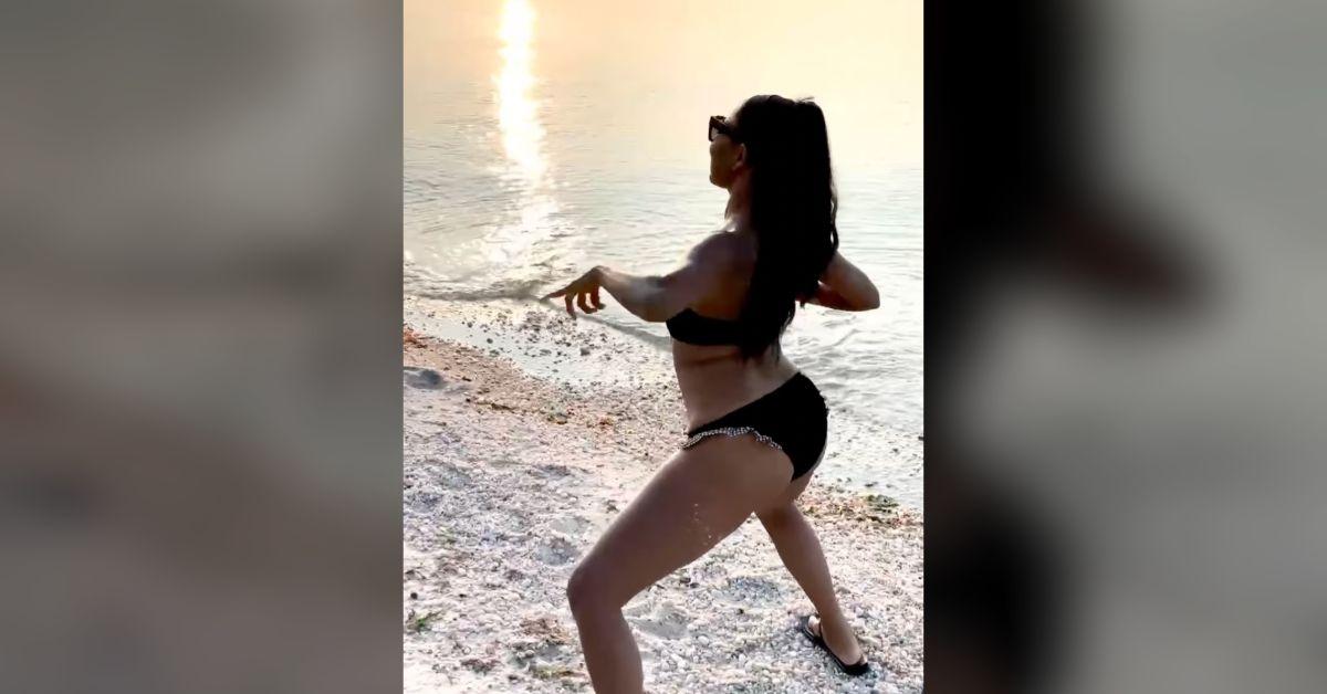 Image of Gabrielle Union twerked on the sand.
