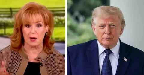 split photo of joy behar and donald trump