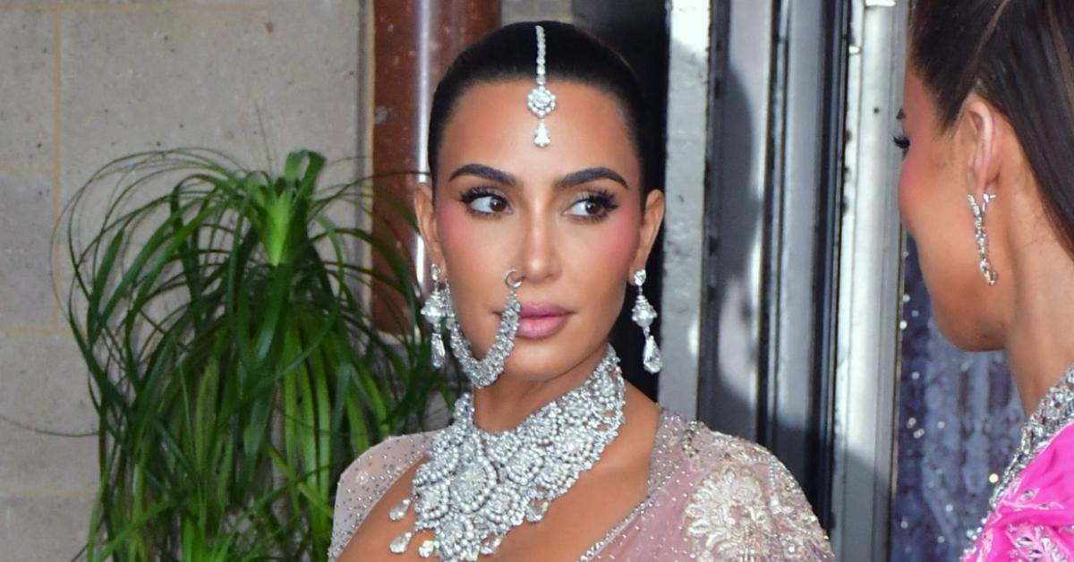kim kardashian wears red india ambani wedding outfit dress photos