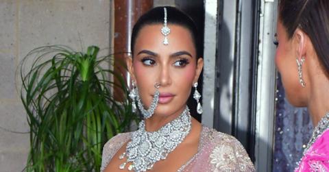 kim kardashian wears red india ambani wedding outfit dress photos