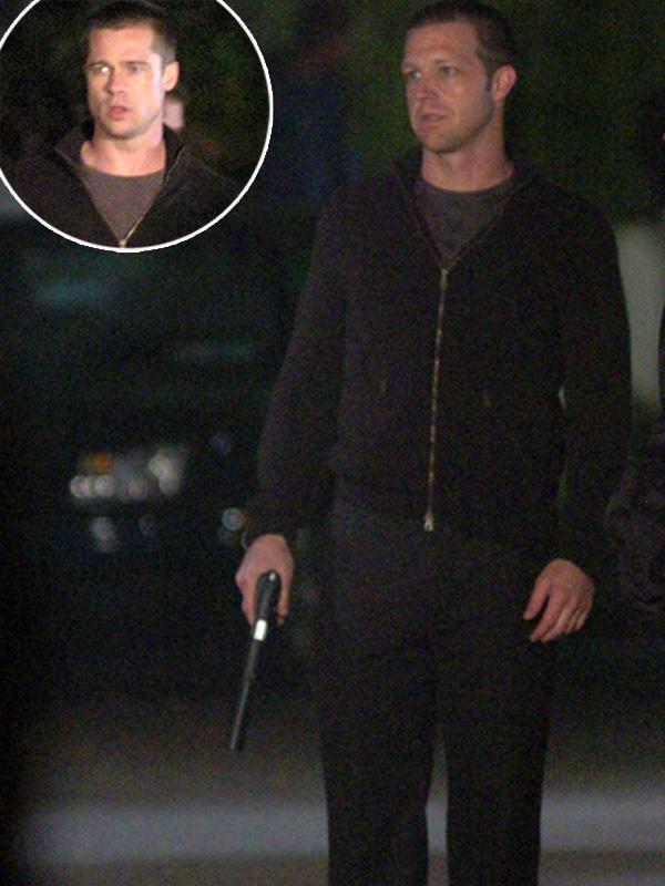 Brad Pitt&#039;s stunt double with gun on Mr. &amp; Mrs. Smith