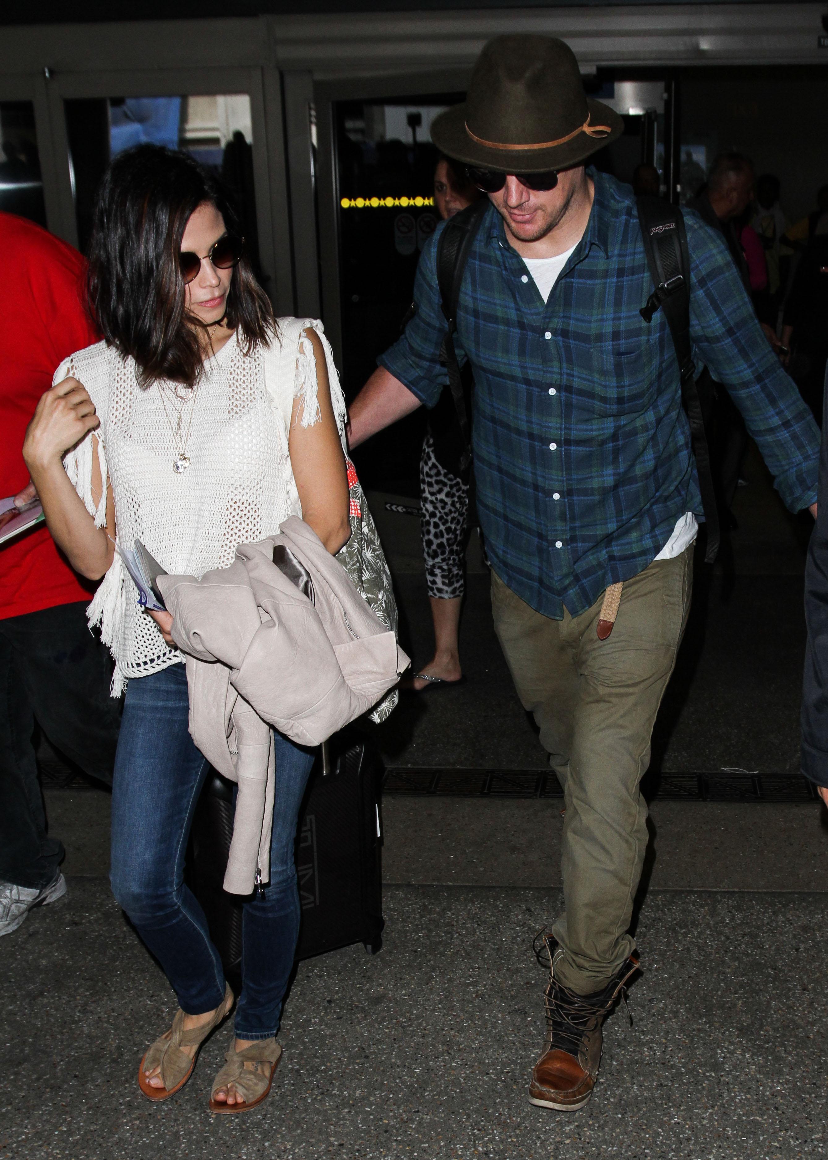 Channing Tatum and wife Jenna Dewan Tatum seen at LAX Airport