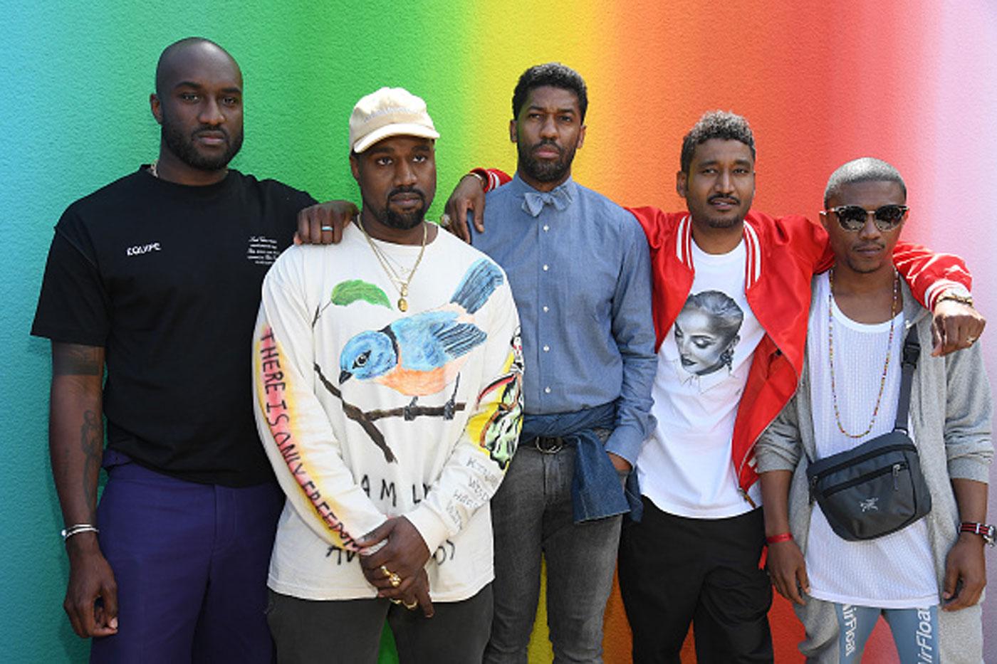 Virgil Abloh and Kanye West share an emotional hug at Paris Fashion Week