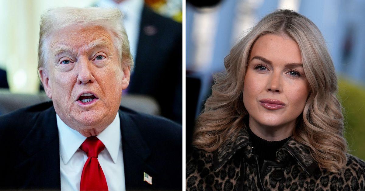 split photo of donald trump and karoline leavitt