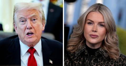 split photo of donald trump and karoline leavitt