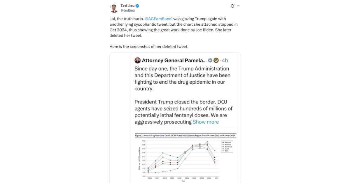 Image of Many took screenshots of Pam Bondi's upload before she deleted it.