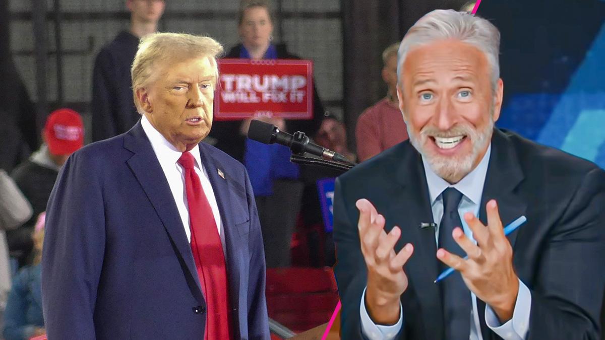 Composite photo of Donald Trump and Jon Stewart
