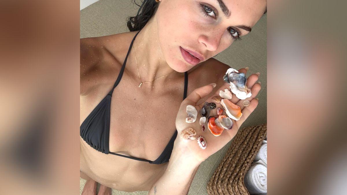 Image of Kaia Gerber showed off her toned body after a dip in the water.