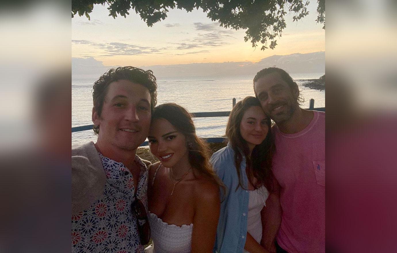 aaron rodgers shailene woodley on vacation with miles teller keleigh sperry