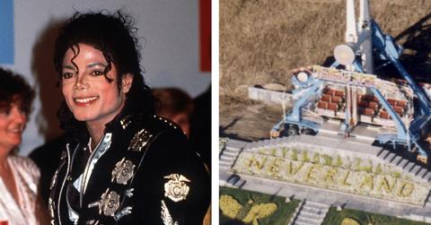 Composite photo of Michael Jackson and Neverland Ranch.