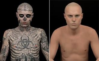 Lady Gaga's Zombie Boy Gets His Full Body Tattoos Completely Concealed By Makeup!