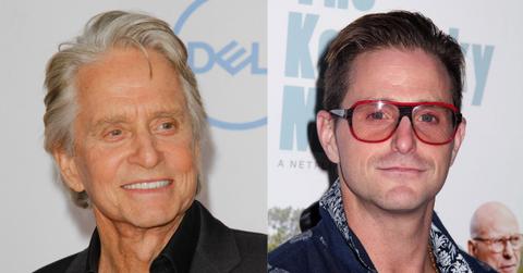 Split image of Michael Douglas and Cameron Douglas.