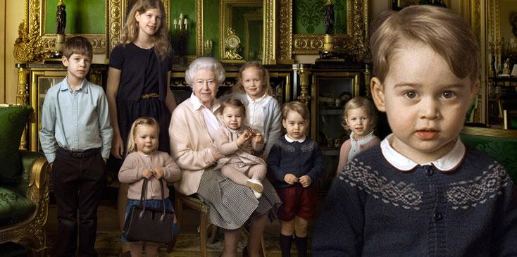 prince george poses queen elizabeth