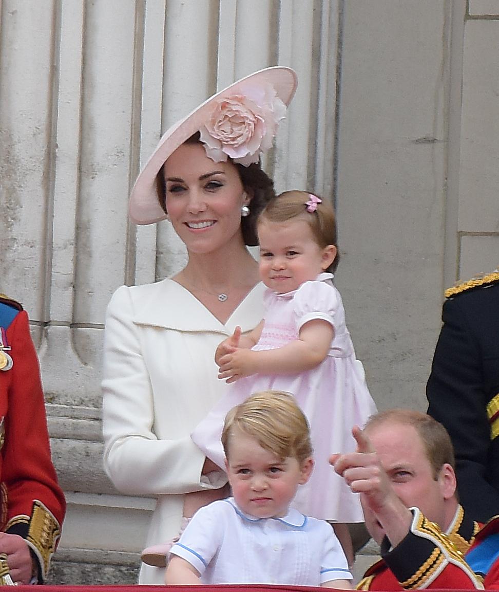 The British Royal family seen on the balcony at Buckingham Palace during Trooping The Colour in London