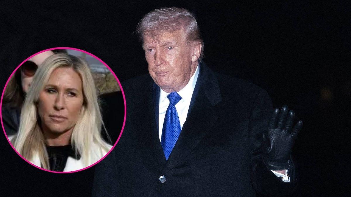 composite photo of donald trump and marjorie taylor greene