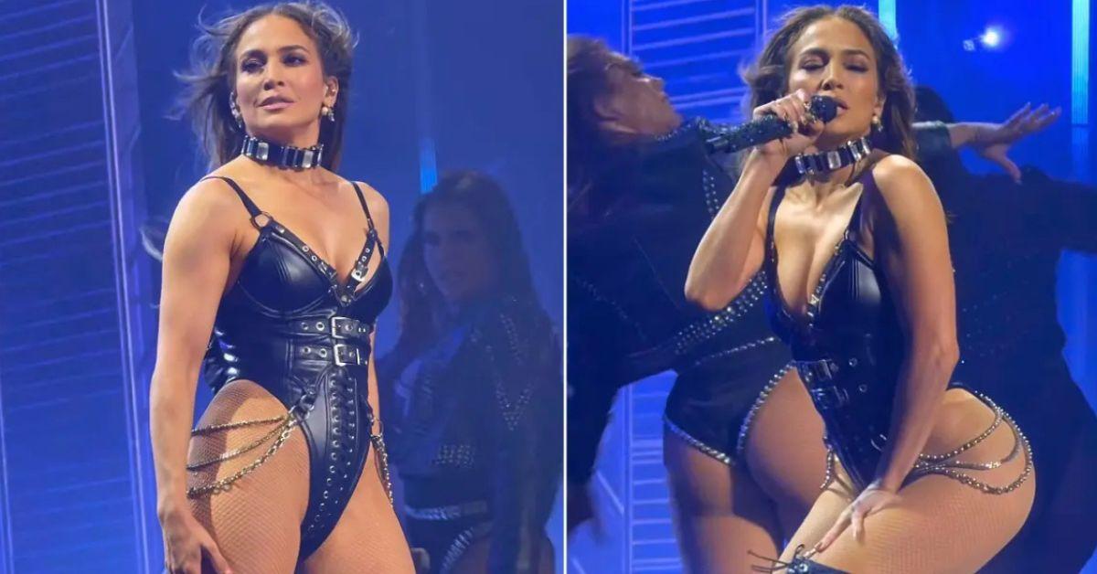 image of Jennifer Lopez straddled her crotch in a male dancer's face in Tenerife, Spain.