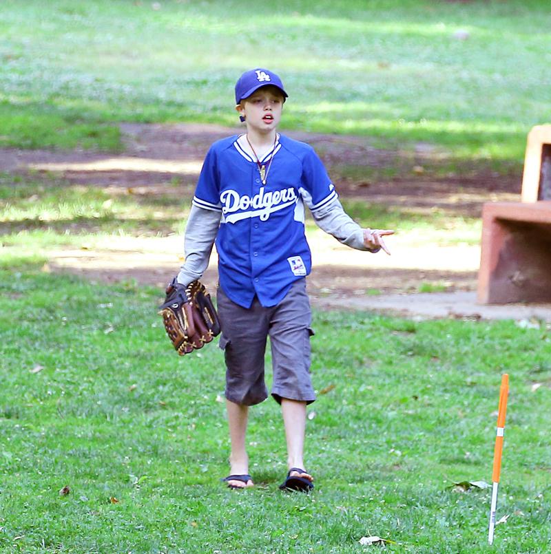 EXCLUSIVE: *PREMIUM RATES APPLY, MUST AGREE FEES* Angelina Jolie and Brad Pitt&#8217;s three biological children play at the park with uncle James Haven on September 18